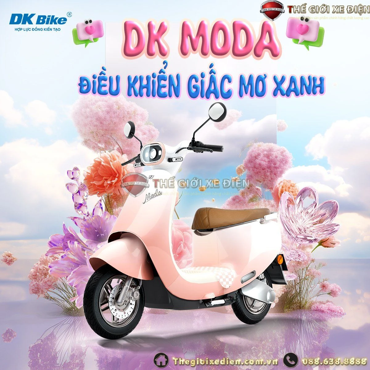Xe Máy Điện DK Lyva Moda (Chạy: 90km/ lần sạc) - Xe điện Vivu