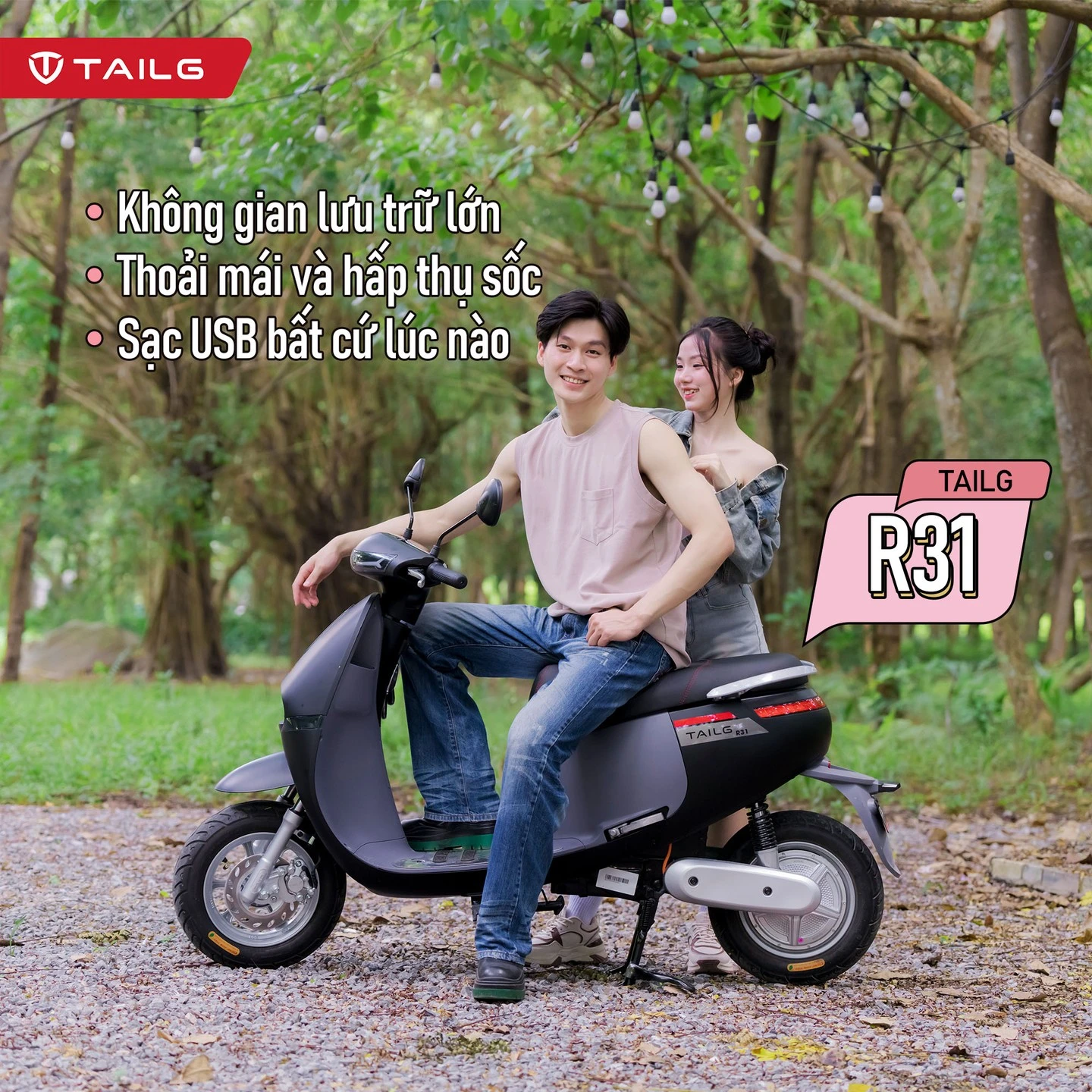 Xe Máy Điện Tailg Gogo R31 80Km/1 Lần Sạc - Xe điện Vivu