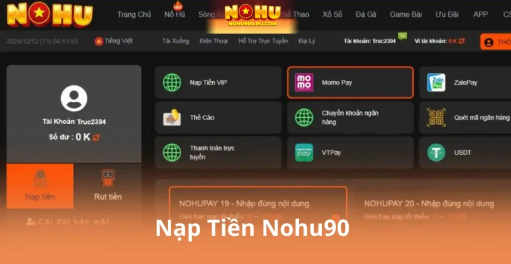 Nạp Tiền Nohu90 – Cơ Hội Săn Jackpot Siêu Khủng 2026