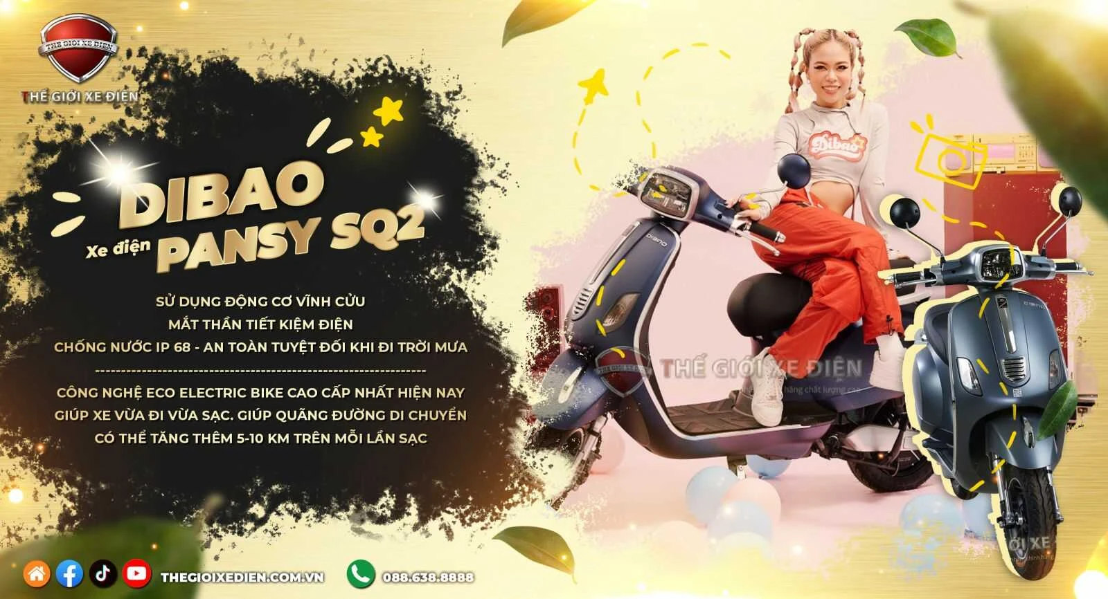 Xe Máy Điện Dibao Pansy SQ2 Bản Đặc Biệt - Xe điện Vivu
