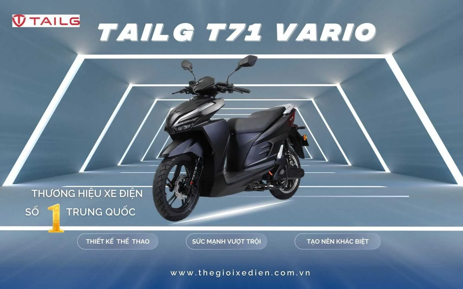 Xe Máy Điện Tailg T71 Vario 8 Acquy 23A 150km/1 lần sạc - Xe điện Vivu